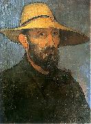 Wladyslaw slewinski Self-portrait in straw hat Sweden oil painting artist